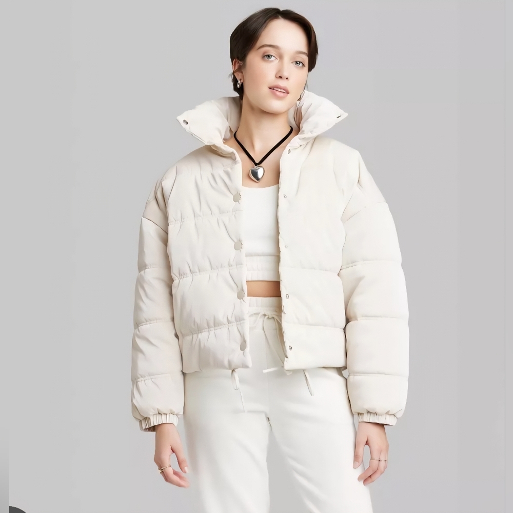 Wild Fable Cream Puffer Jacket
